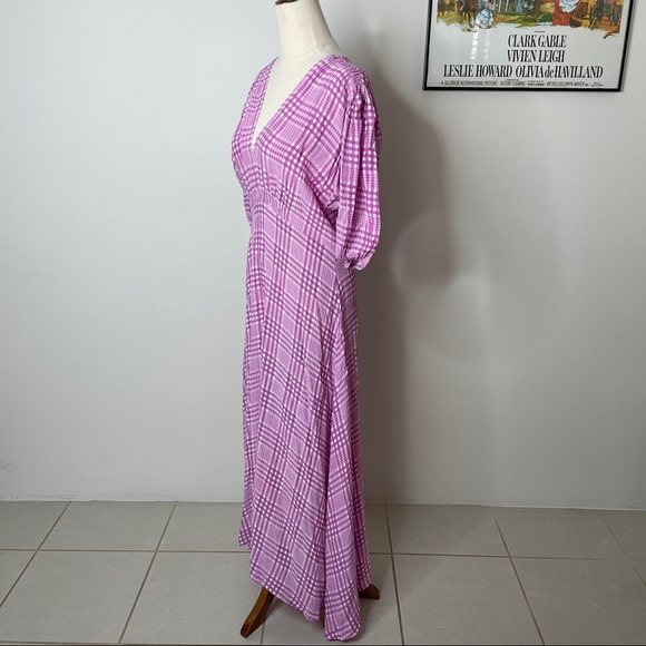 Faithfull The Brand Midi Dress Purple Check - Picture 6 of 10